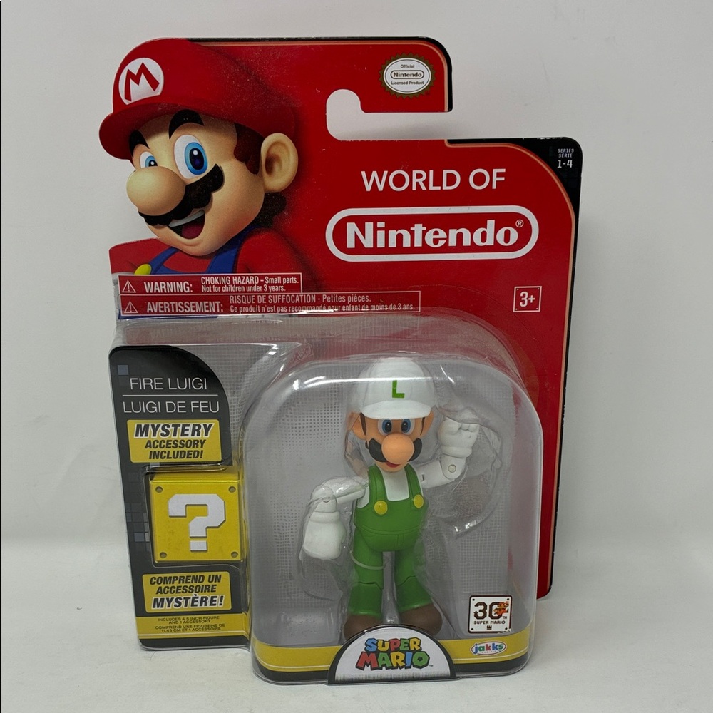 World of Nintendo 4" Fire Luigi with Fire Flower Action Figure